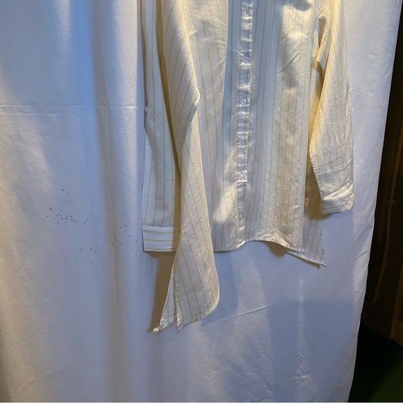 Zac and Rachel Button Down Yellow & White Blouse w/ Roll Tab Sleeves Size XL - Picture 5 of 8